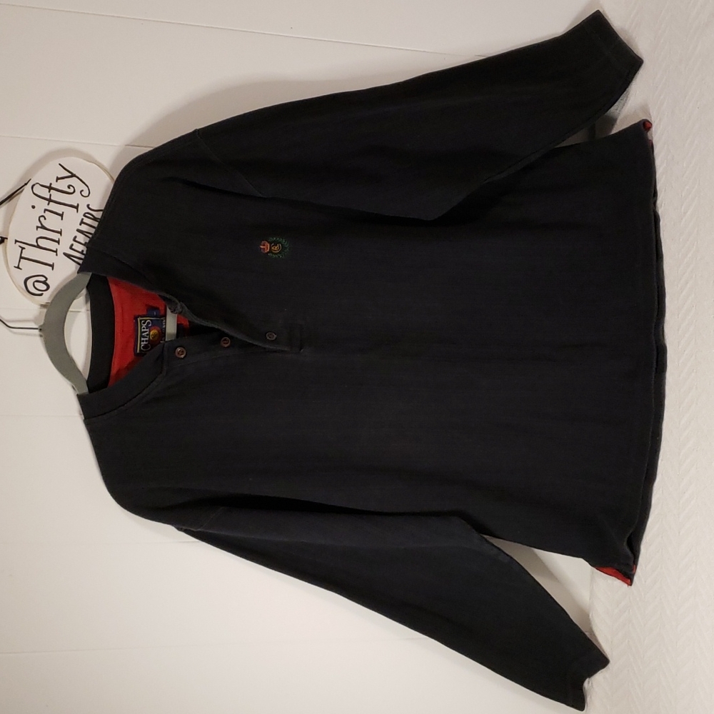 Ralph Lauren CHAPS Mens Gray Henley Long Sleeve Shirt Large